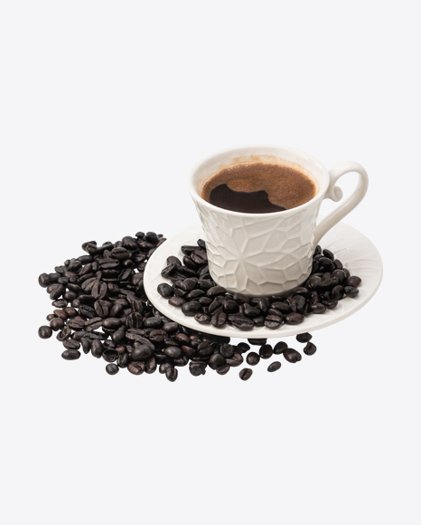 Black Coffee Cups with Beans