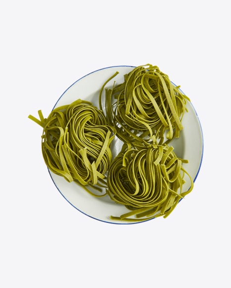Basil Tagliatelle Pasta on Plate