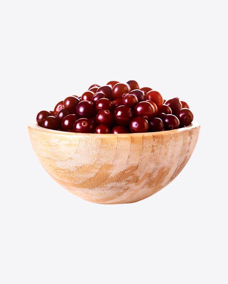Cranberries in Wooden Bowl PNG