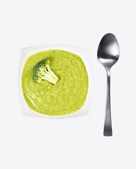 Broccoli Cream Soup w/ Spoon PNG
