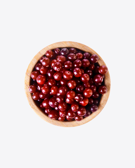 Cranberries in Wooden Bowl PNG