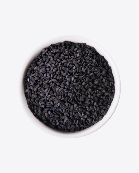Black Seasame Seeds in Wooden Bowl PNG