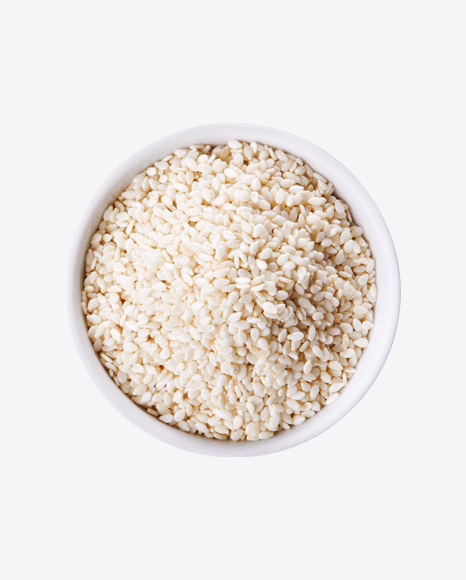 White Seasame Seeds in Wooden Bowl PNG