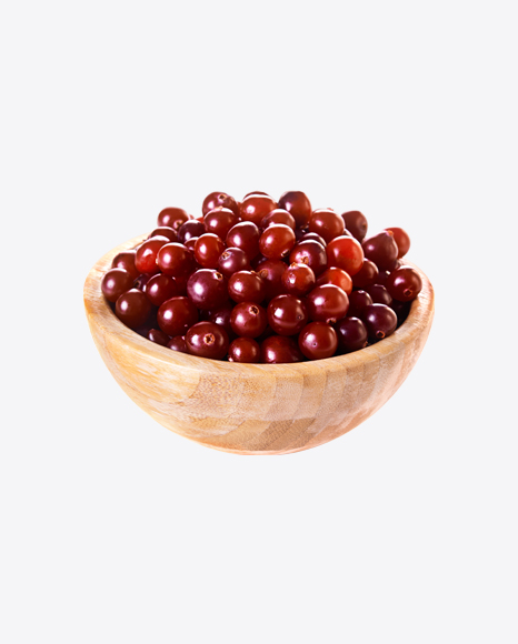Cranberries in Wooden Bowl PNG