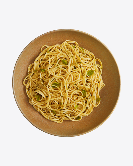 Spaghetti Pasta with Greens in Plate