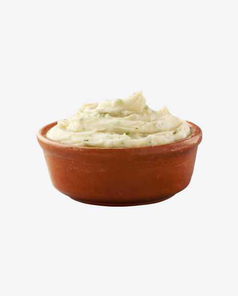 Potato Puree w/ Greens in Ceramic Bowl