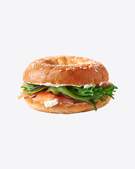 Bagel w/ Salmon, Cream Cheese & Greens PNG