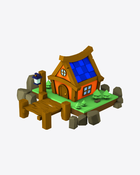 Low Poly House PNG