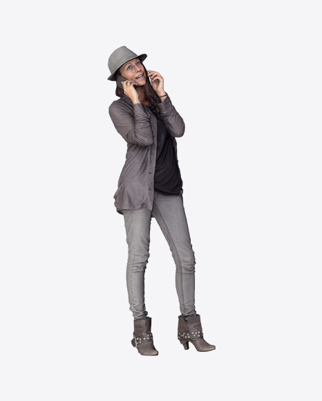 Woman with Phone PNG
