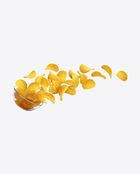 Potato Chips & Glass Bowl PNG