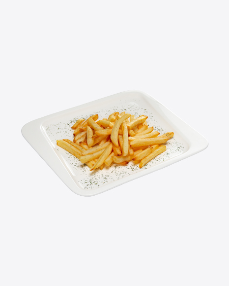 French Fries on White Plate PNG