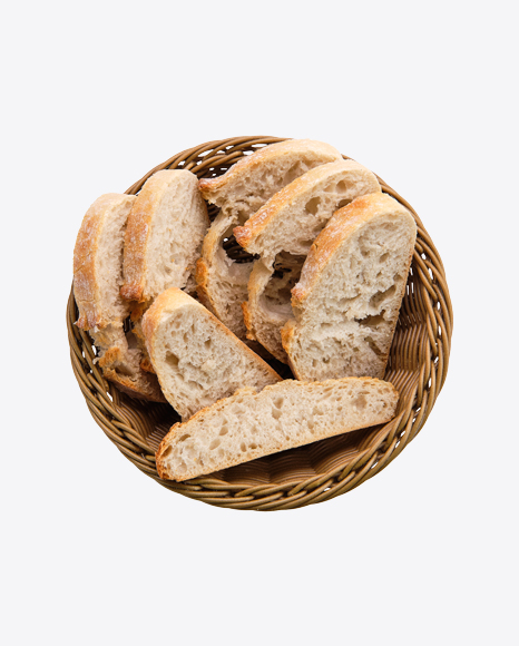 Ciabatta Bread Slices in Basket PNG