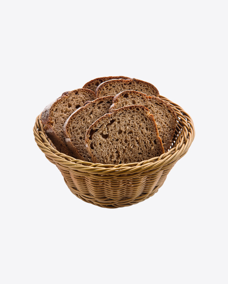 Black Bread Slices in Basket PNG