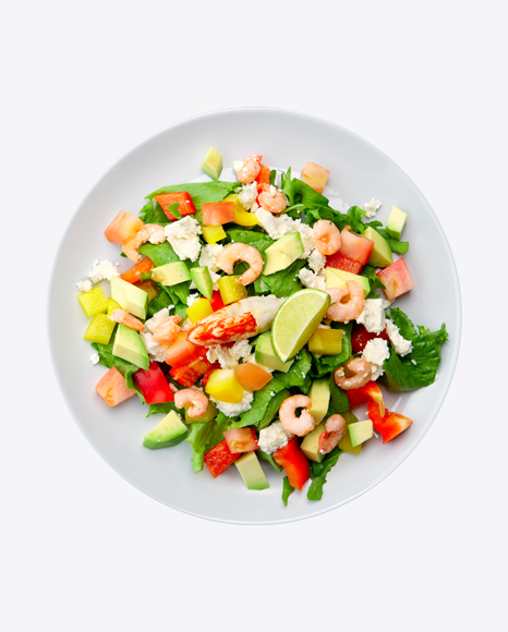 Salad w Shrimps, Cheese & Fresh Vegetables PNG