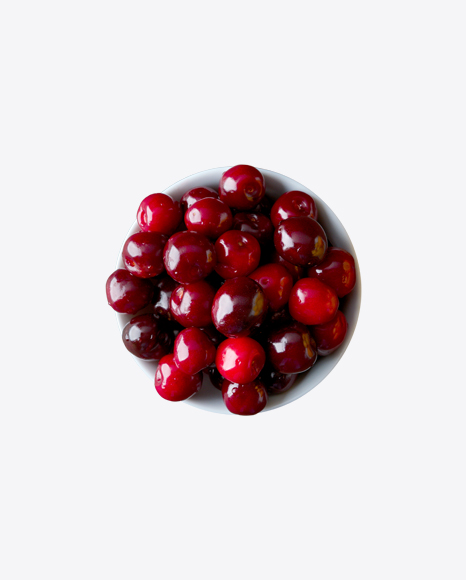 Cherries in White Bowl PNG