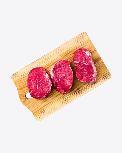 Raw Steaks on Wooden Board PNG