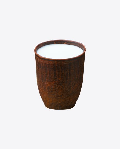 Wooden Cup of Milk PNG
