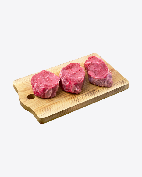 Raw Steaks on Wooden Board PNG