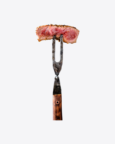 Piece of Meat on Fork PNG