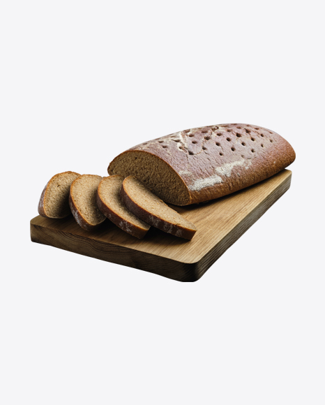 Sliced Bread on Wooden Board PNG