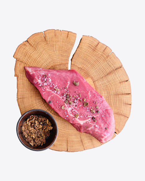 Row Red Meat Slice with Spices on Wooden Board PNG