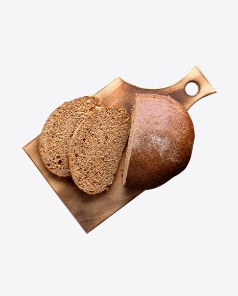Sliced Bread on Wooden Board PNG