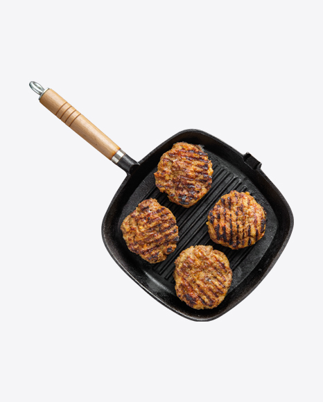 Meat Patties on Grill Pan PNG