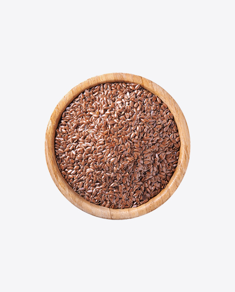 Flax Seeds in Wooden Bowl PNG
