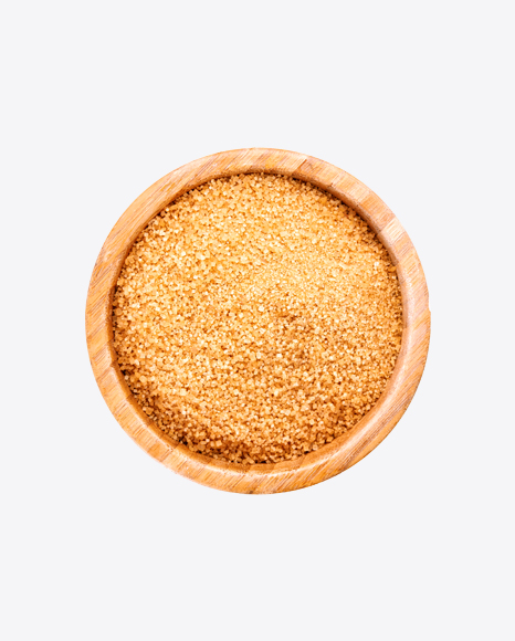 Cane Sugar in Wooden Bowl PNG