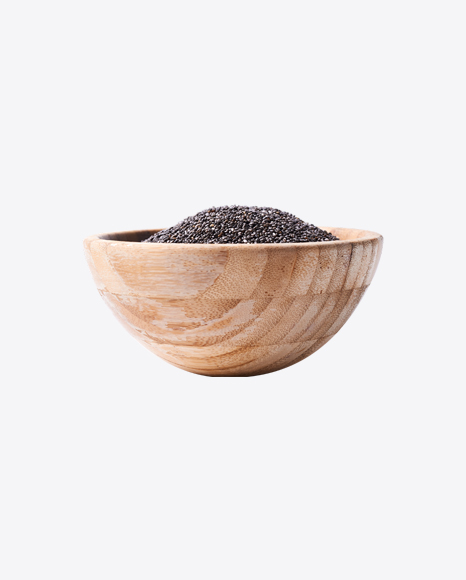 Chia Seeds in Wooden Bowl PNG