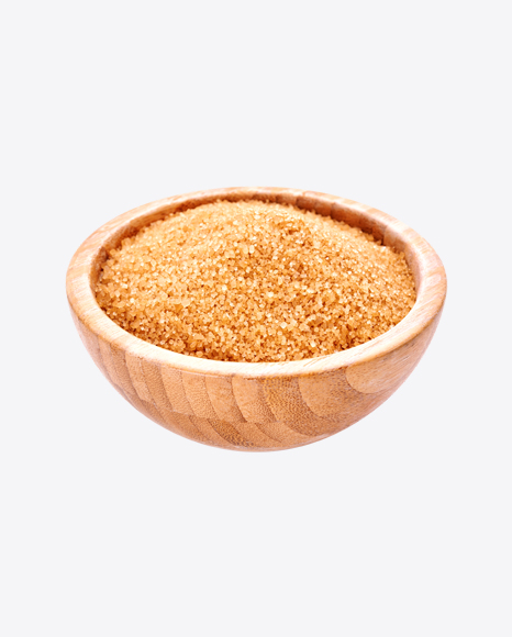 Cane Sugar in Wooden Bowl PNG