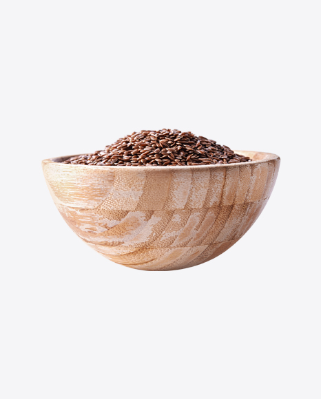 Flax Seeds in Wooden Bowl PNG