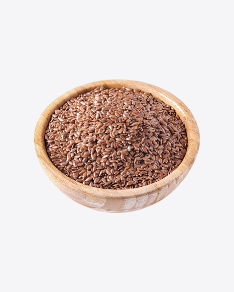 Flax Seeds in Wooden Bowl PNG