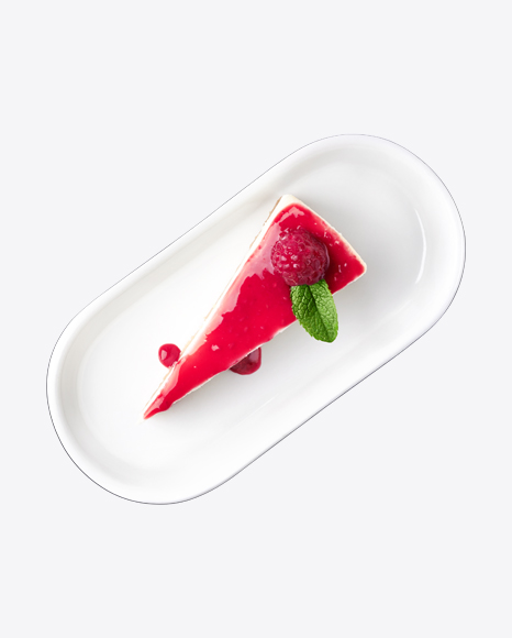 Piece of Raspberry Cheese Cake on Plate PNG
