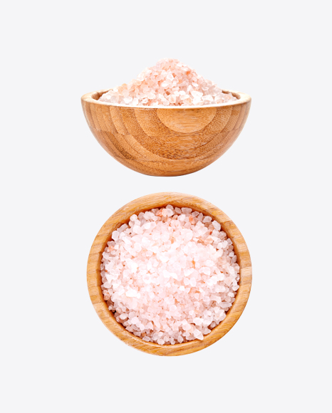 Wooden Bowls with Pink Sea Salt PNG
