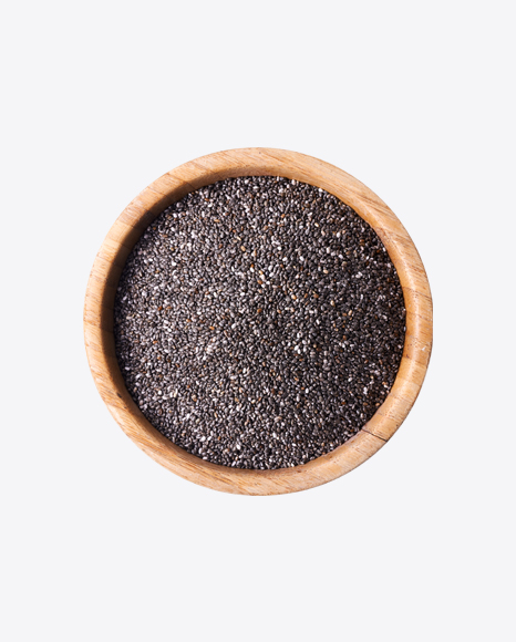 Chia Seeds in Wooden Bowl PNG