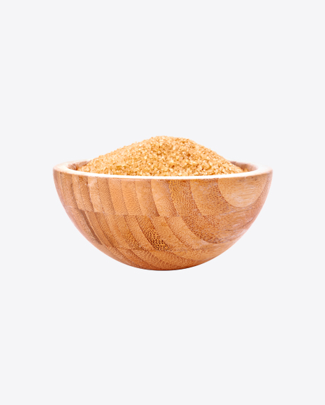 Cane Sugar in Wooden Bowl PNG