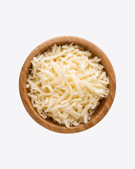 Shredded Cheese in Wooden Bowl PNG