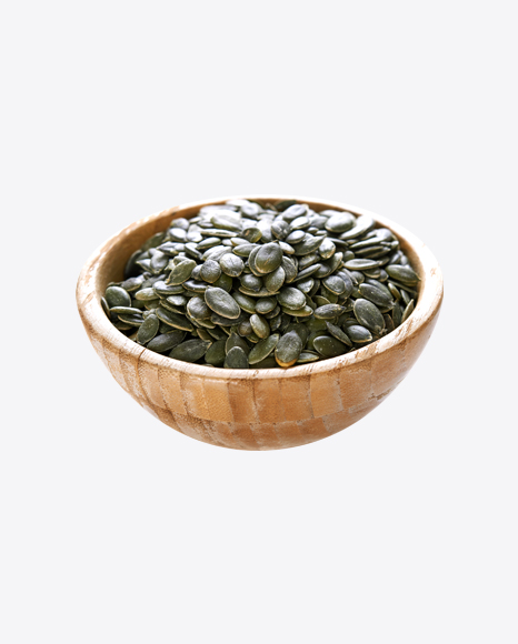 Pumpkin Seeds in Wooden Bowl