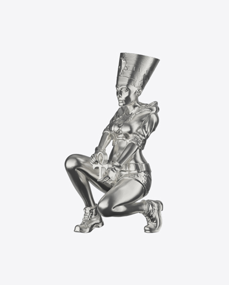 Silver Nefertiti Figurine PNG