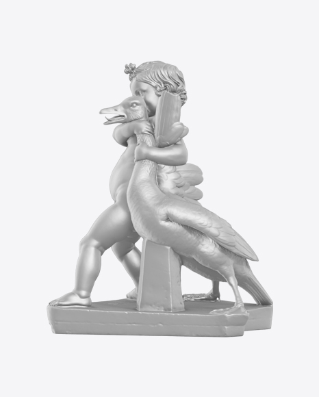 Boy Playing with Goose Sculpture PNG