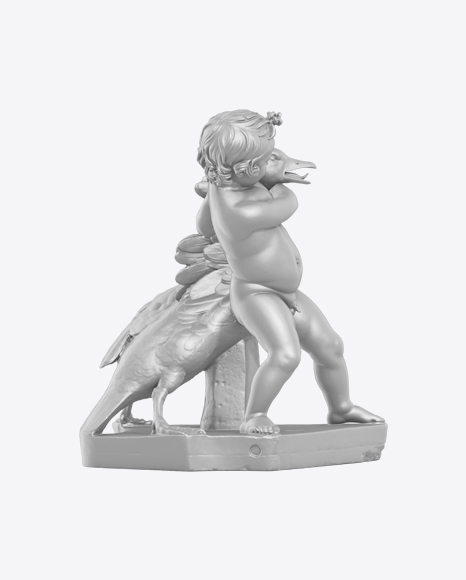 Boy Playing with Goose Sculpture PNG