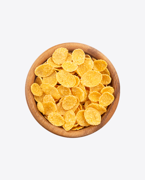 Cornflakes in Wooden Bowl PNG