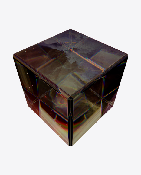 Dark Amber Cube Object PNG