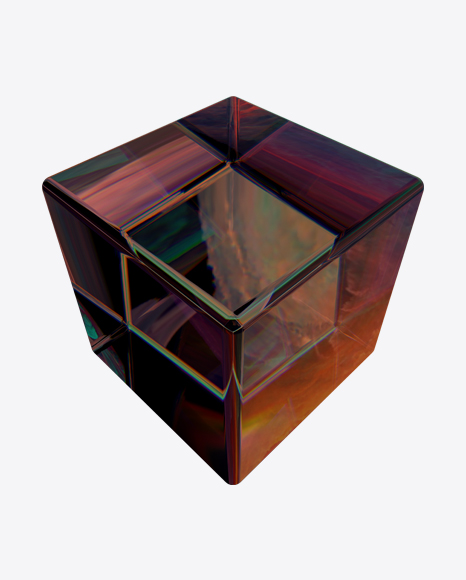 Dark Amber Cube Object PNG