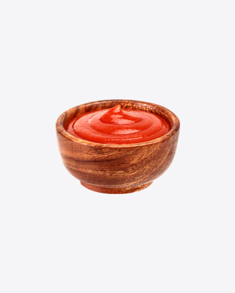 Ketchup in Wooden Bowl PNG