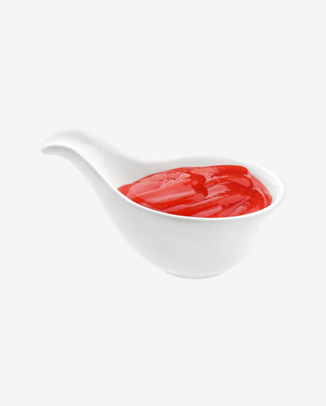 Ketchup in White Ceramic Spoon PNG