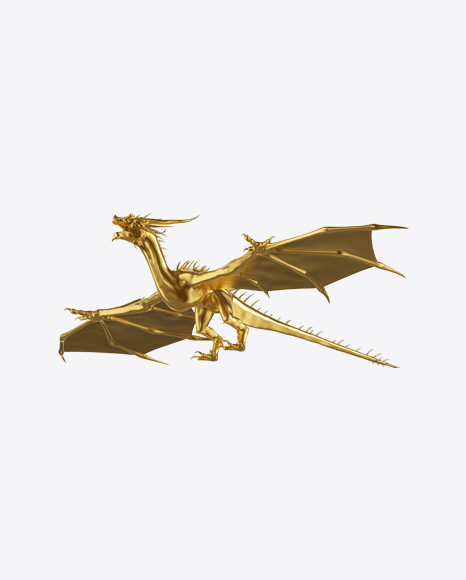 Golden Dragon Statuette PNG