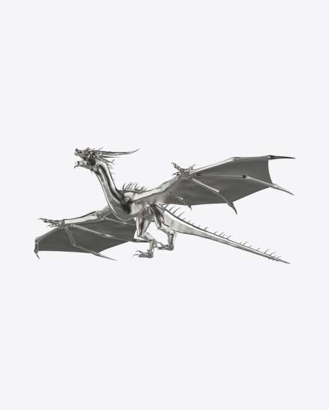 Silver Dragon Statuette PNG