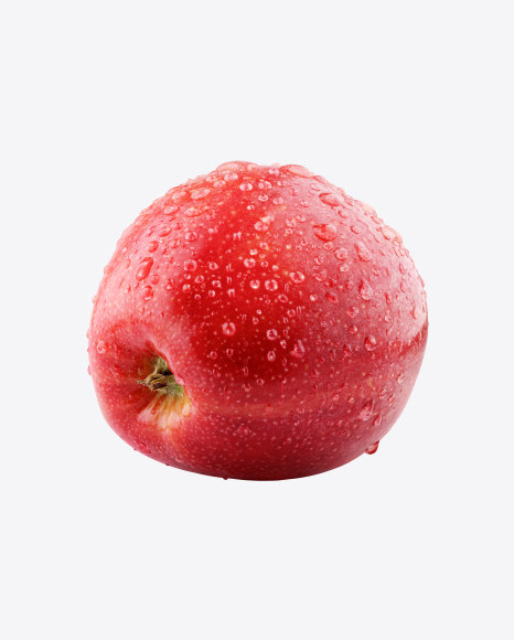 Red Apple with Water Drops PNG